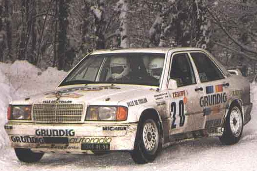 Bernard Darniche at 1987 Rallye Monte-Carlo in a Mercedes