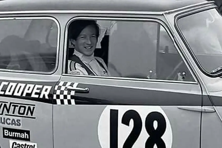 Gordon Spice in a Mini Cooper early in a career