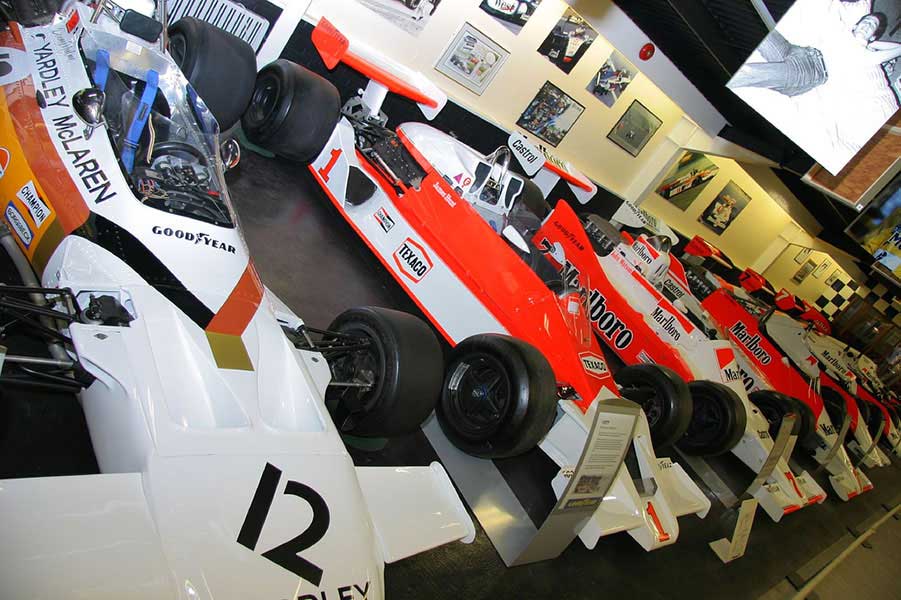 A museum of Formula One Cars in Donington museum, England