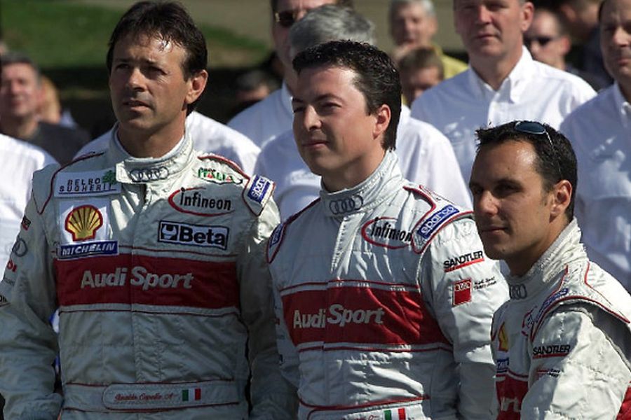 Christian Pescatori (in the middle) with Audi teammates at 2001 Le Mans
