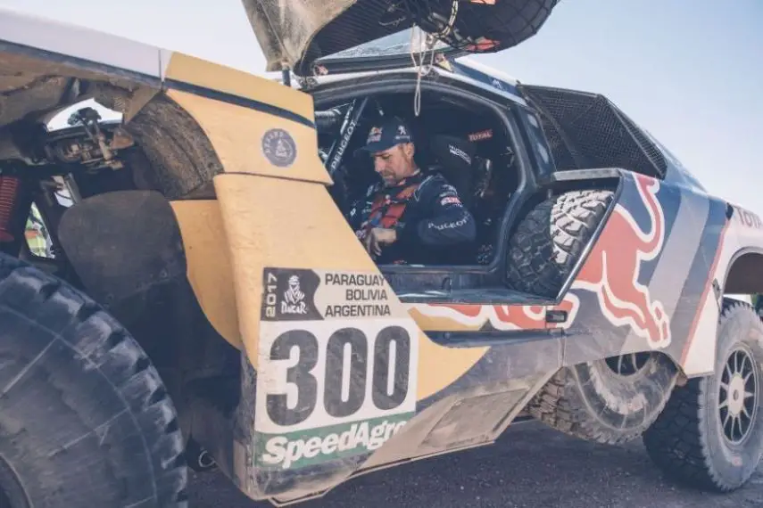 Stephane Peterhansel (FRA) of Team Peugeot TOTAL at the end of the stage 10 of Rally Dakar 2017 from Chilecito to San Juan, Argentina on January 12, 2017.