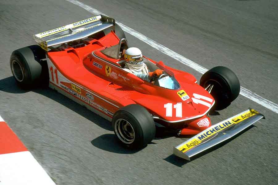 Jody Scheckter racing in Ferrari 312T4 1979