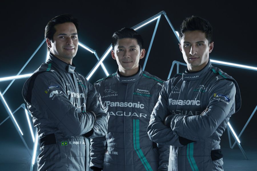 Jaguar Formula E team for season 2017/2018: Nelson Piquet Jr, Ho-Pin Tung and Mitch Evans