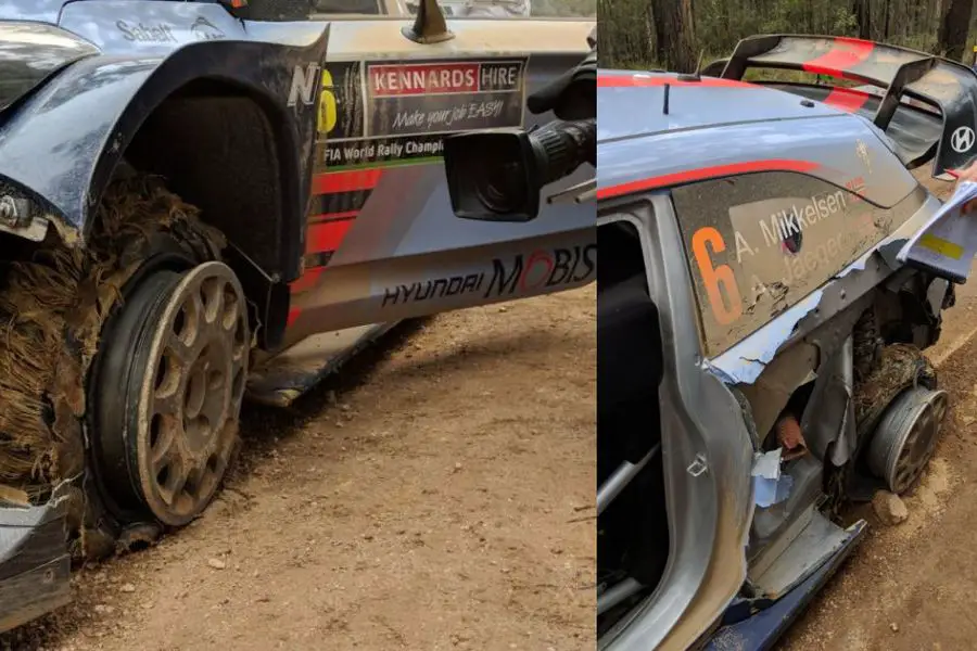 Rally Australia, Andreas Mikkelsen double puncture