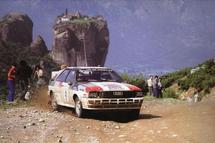 Michele Mouton was driving the #9 Audi Quattro to victory at 1982 Acropolis Rally