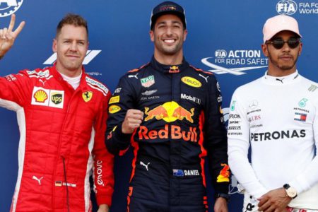 Monaco Grand Prix. Vettel, Ricciardo, Hamilton