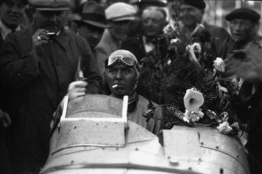 Achille Varzi after a sensational victory at 1933 Monaco Grand Prix