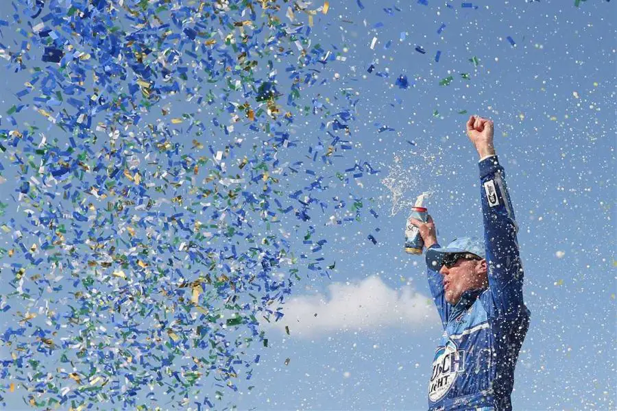 Kevin Harvick celebrates his 44th Cup Series victory