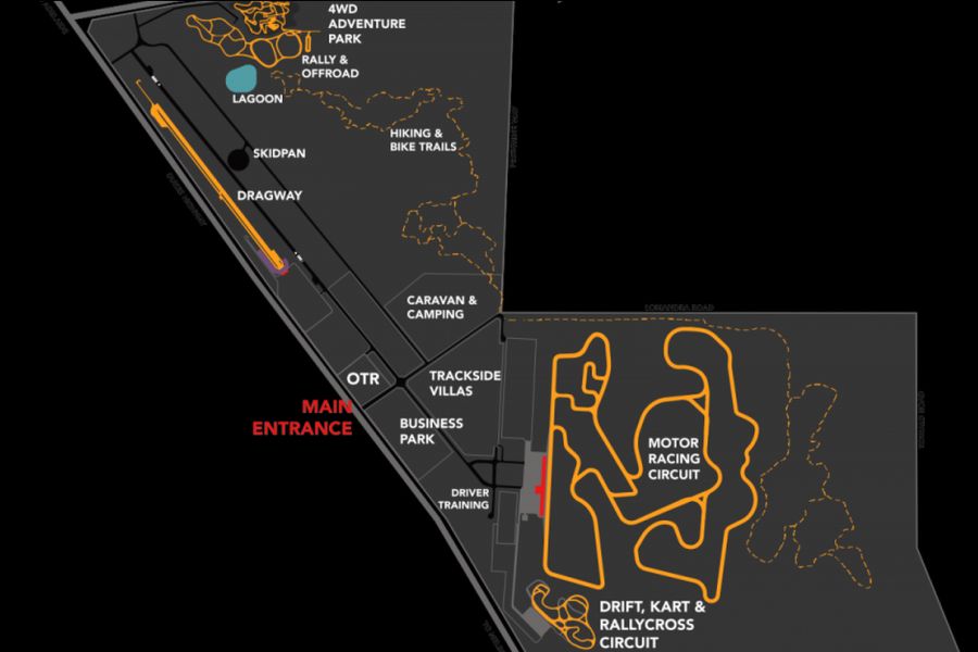 The Bend Motorsport Park map/track layout