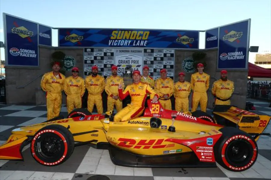 Ryan Hunter-Reay and his crew in the Victory Lane