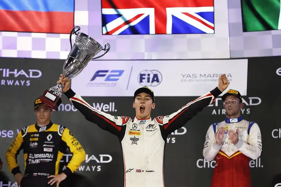 Formula 2, race 1 podium at Yas Marina Circuit