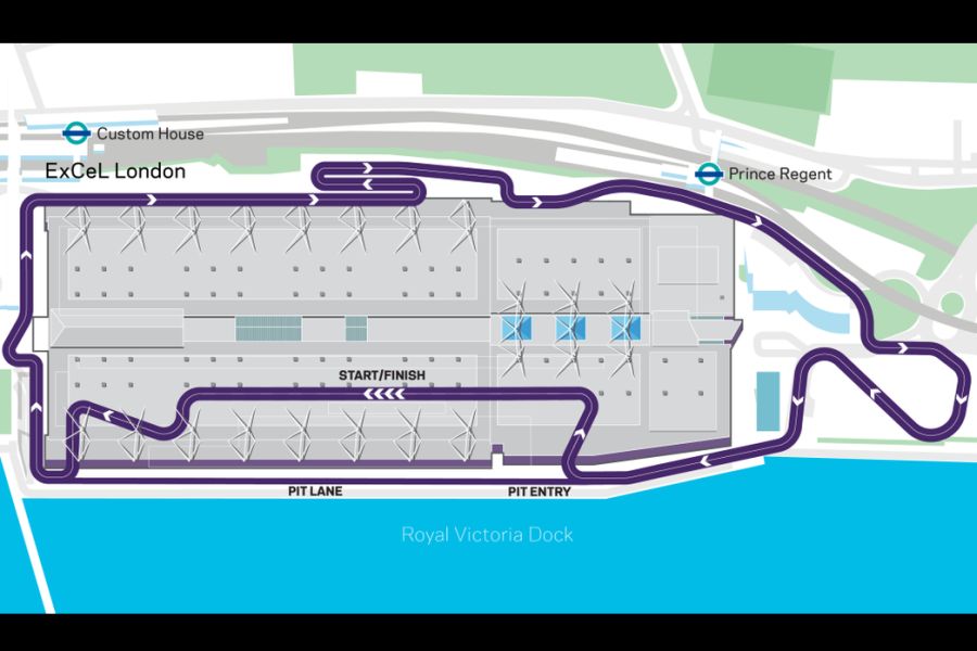 Map of London ePrix race track