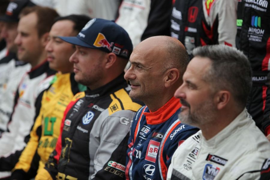 Three world touring car champions (from right to left): Yvan Muller, Gabriele Tarquini, Rob Huff