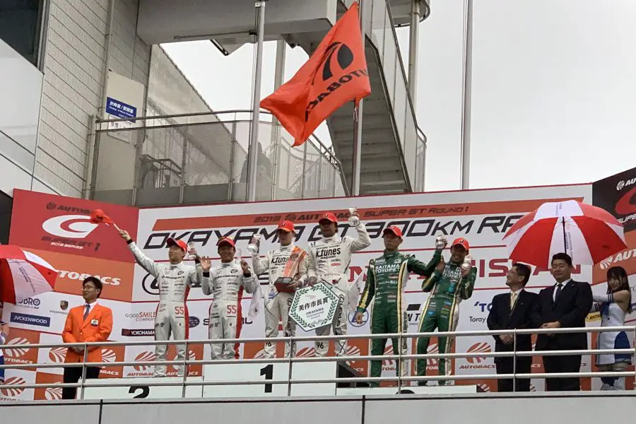 GT300 class podium at Okayama