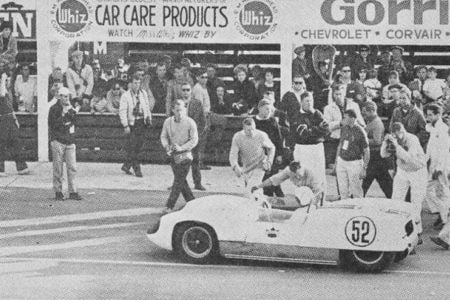 Peter Ryan in the #52 Lotus 19 Monte Carlo at 1961 Canadian Grand Prix