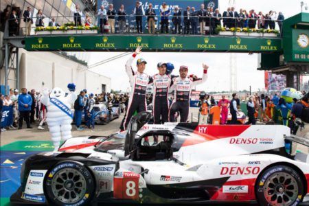 2019 Le Mans 24h winners Buemi, Nakajima, Alonso Toyota